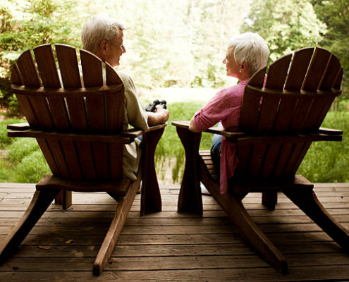 Senior couple aging in place on their porch